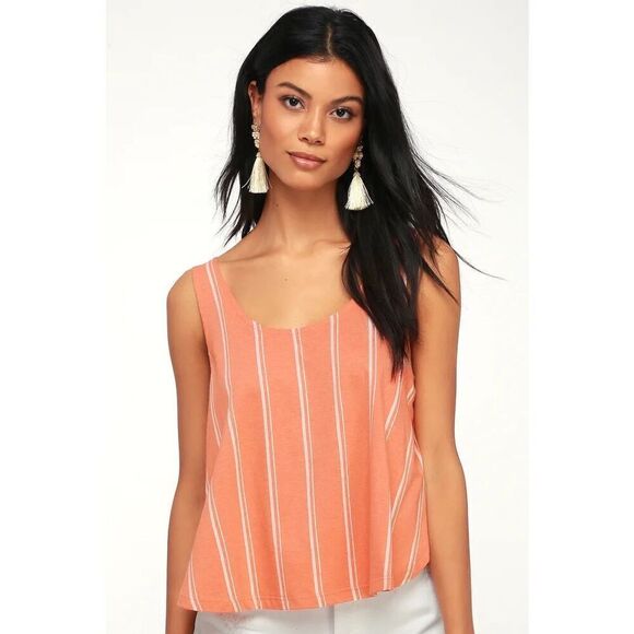 RVCA‎ Crown Washed Coral Striped Tank Top Size S - Picture 4 of 11
